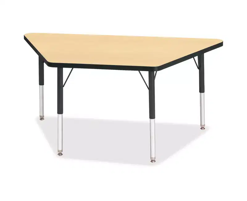 Elementary Height Trapezoid Activity Table 24x48 – Black, Height-Adjustable for Kids