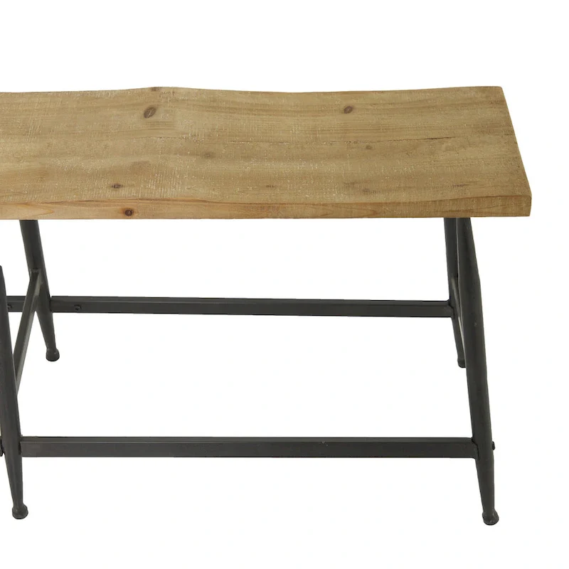 Metal Slim Home Bench - Brown