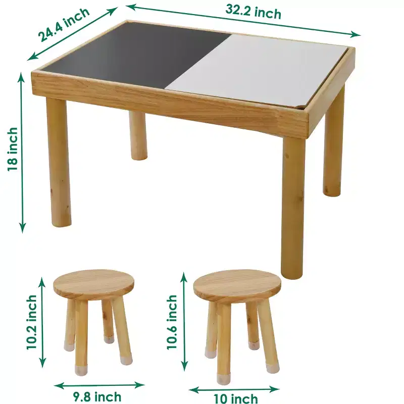 Sensory Table for Toddlers 1-3 with 2 Chairs, Wooden Kid Activity Table Chair Set with Double-Sided Boards for Sand and Water Play