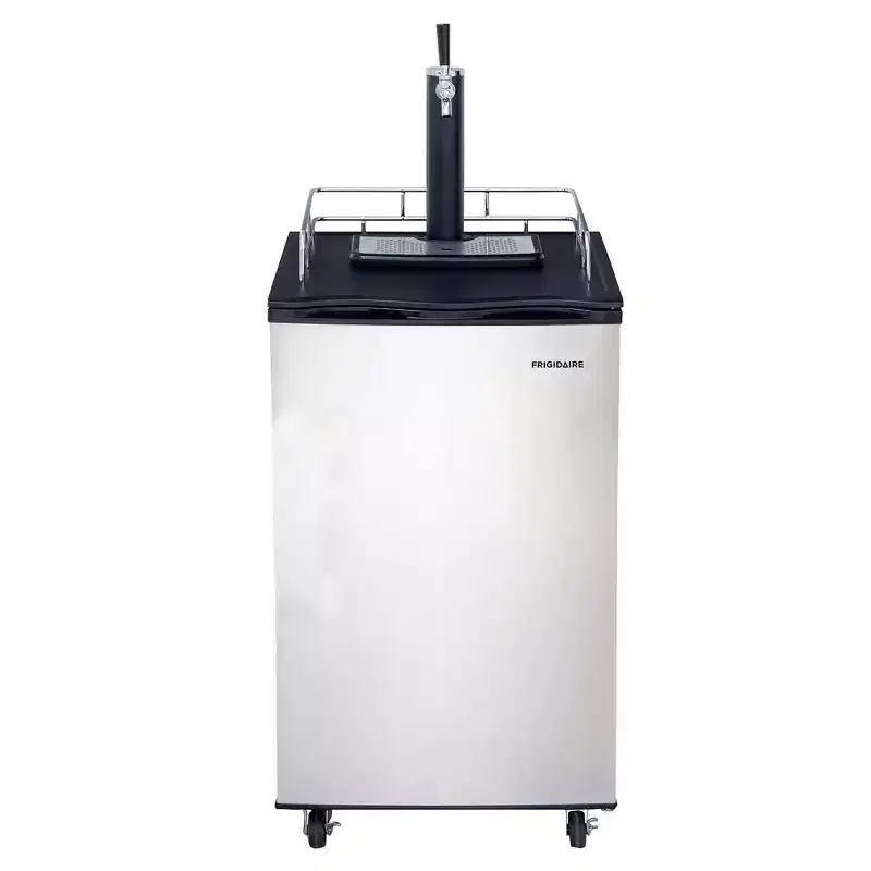 Frigidaire 6.1 cu ft Kegerator Beer Bar Portable Beverage Refrigerator Stainless Steel Finish/Black: Freestanding, ETL Listed