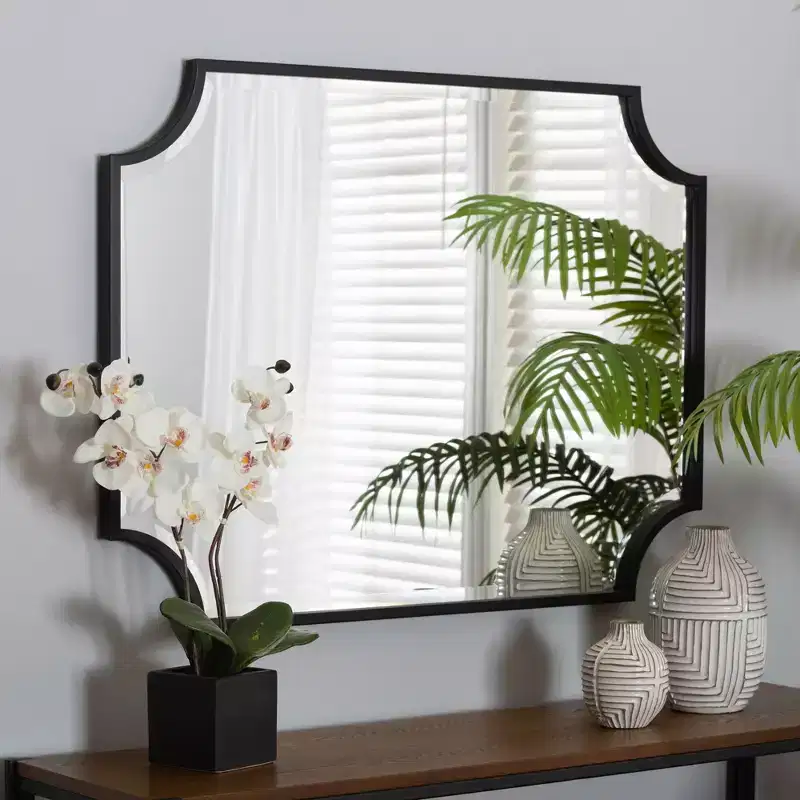 Parcenet Modern Black Finished Metal Accent Wall Mirror