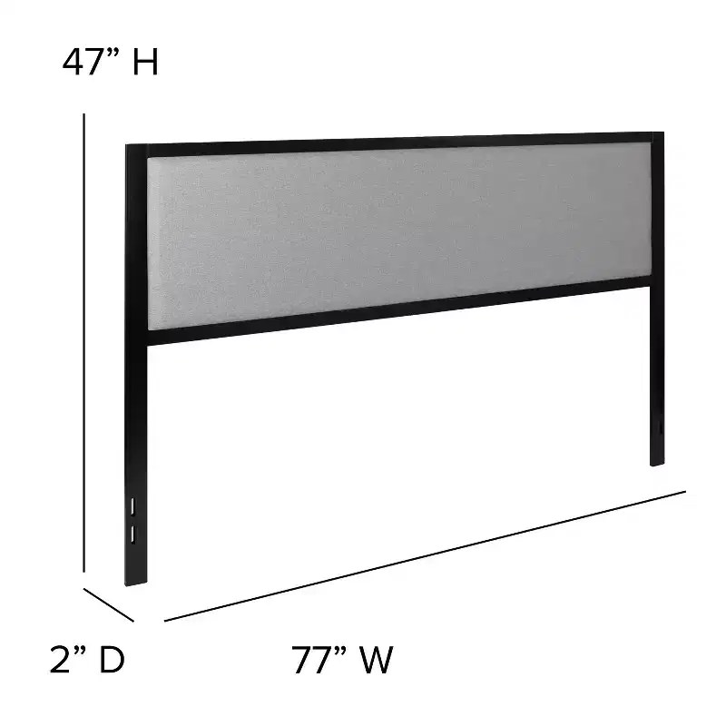 Emma and Oliver Metal Headboard - Fabric Upholstery Fits Standard Bed Frames