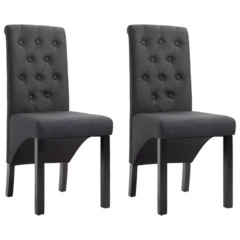 Modern style dining chair, solid wood leg soft cushion fabric kitchen chair(Set of 2)