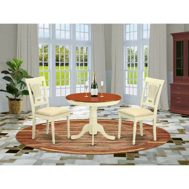 Round Kitchen Dining Set - Table with 2 Chairs - Small Space Bistro Set