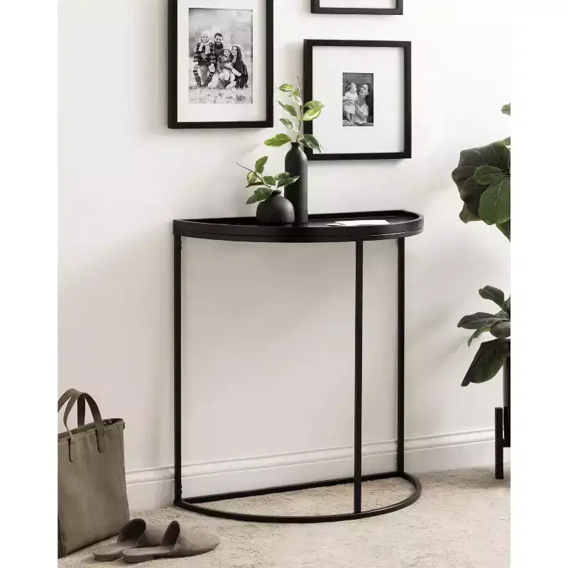 Half-Circle Console Table with Satin Black Finish