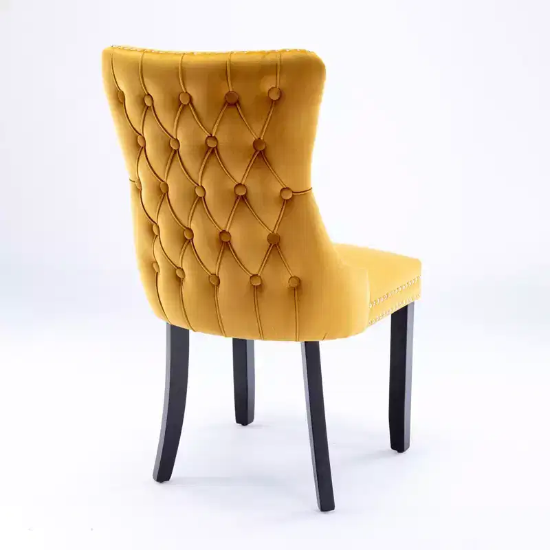 Okak Retro Dining Chairs Set of 2, Comfy Upholstered Wing-Back Chairs with Backstitching Nailhead Trim, Kitchen Chairs with Solid Wood Legs