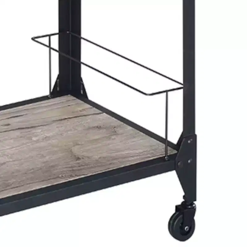 Wood & Metal Bar Serving Cart with Wheels 31''H x 32''D x 16''W