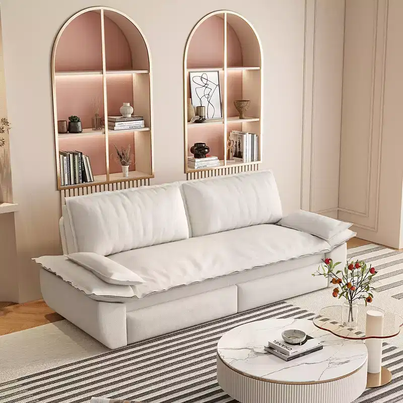 3-in-1 Convertible Queen Sleeper Sofa with Velvet Upholstery