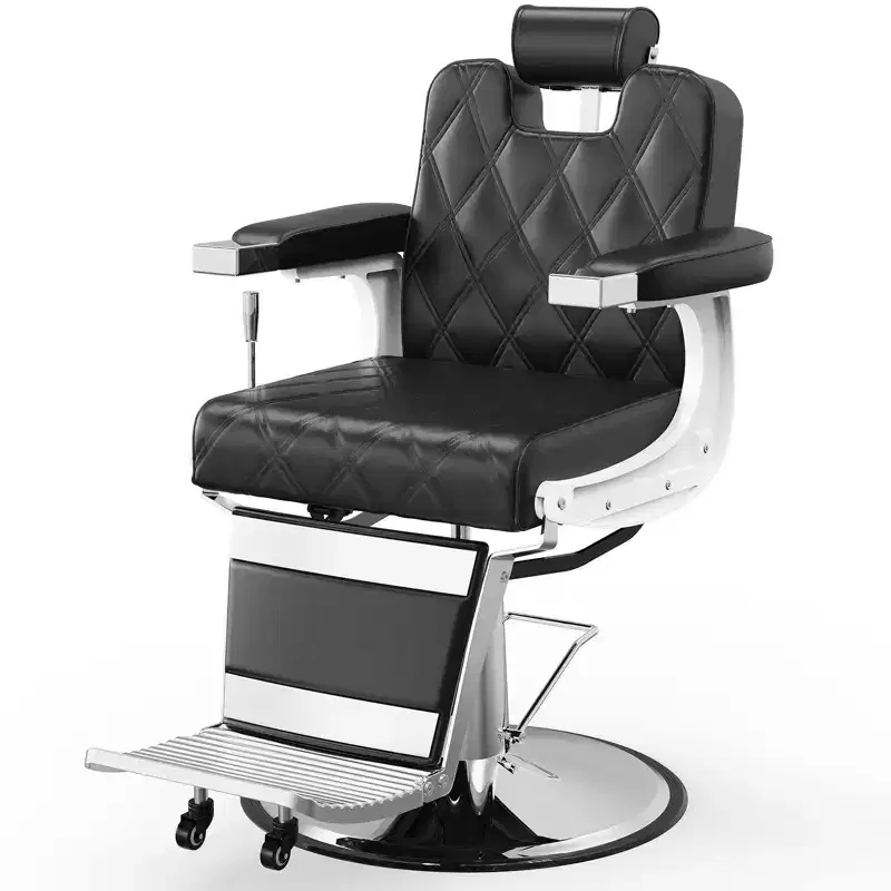 Heavy Duty Hydraulic Reclining Barber Chair, 400 LB Capacity, Adjustable Height