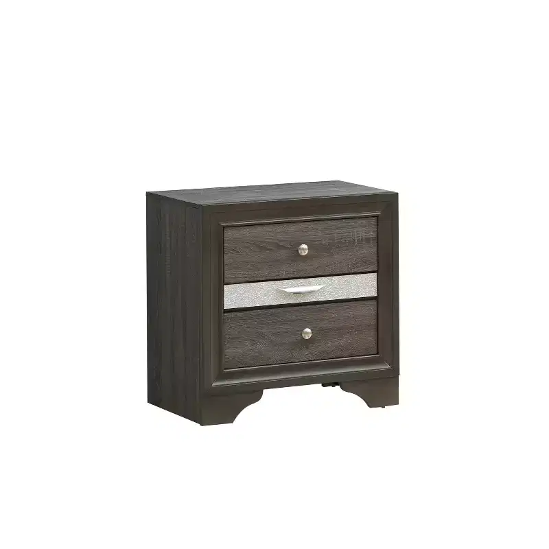 HomeStock 26 in.H x 26 in W Rectangle Gray Finish 2 Drawers Wood Nighstand For Living Room and Bedroom