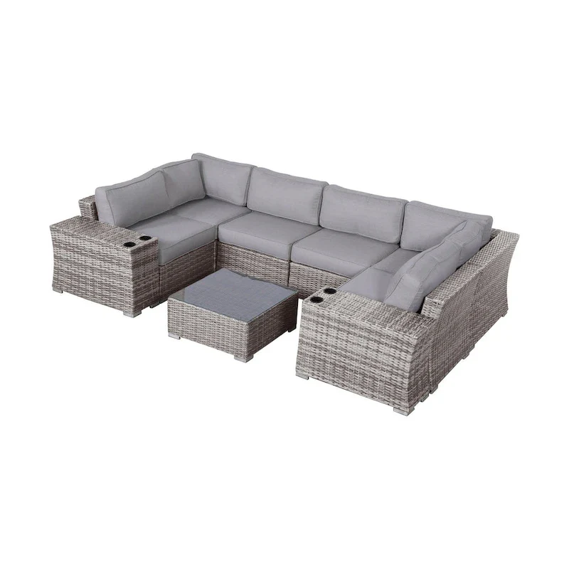 LSI Wicker/Rattan 4 - Person Seating Group with Cushions