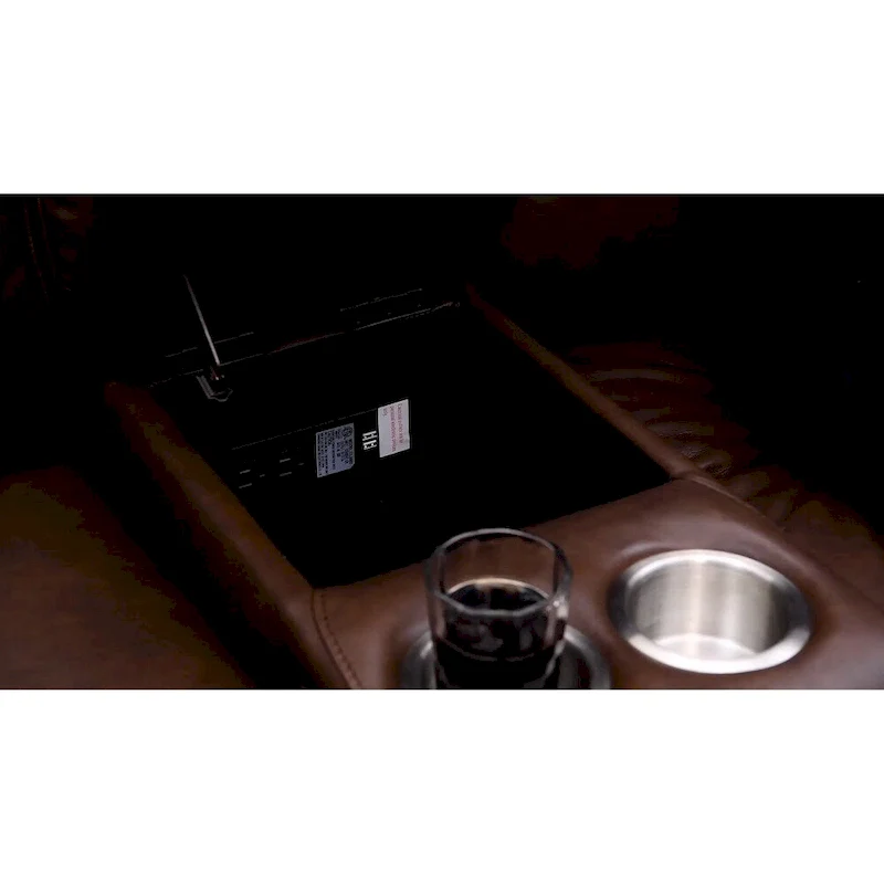 Hydeline Vienna Zero Gravity Power Recline and Headrest Top Grain Leather Loveseat with Console