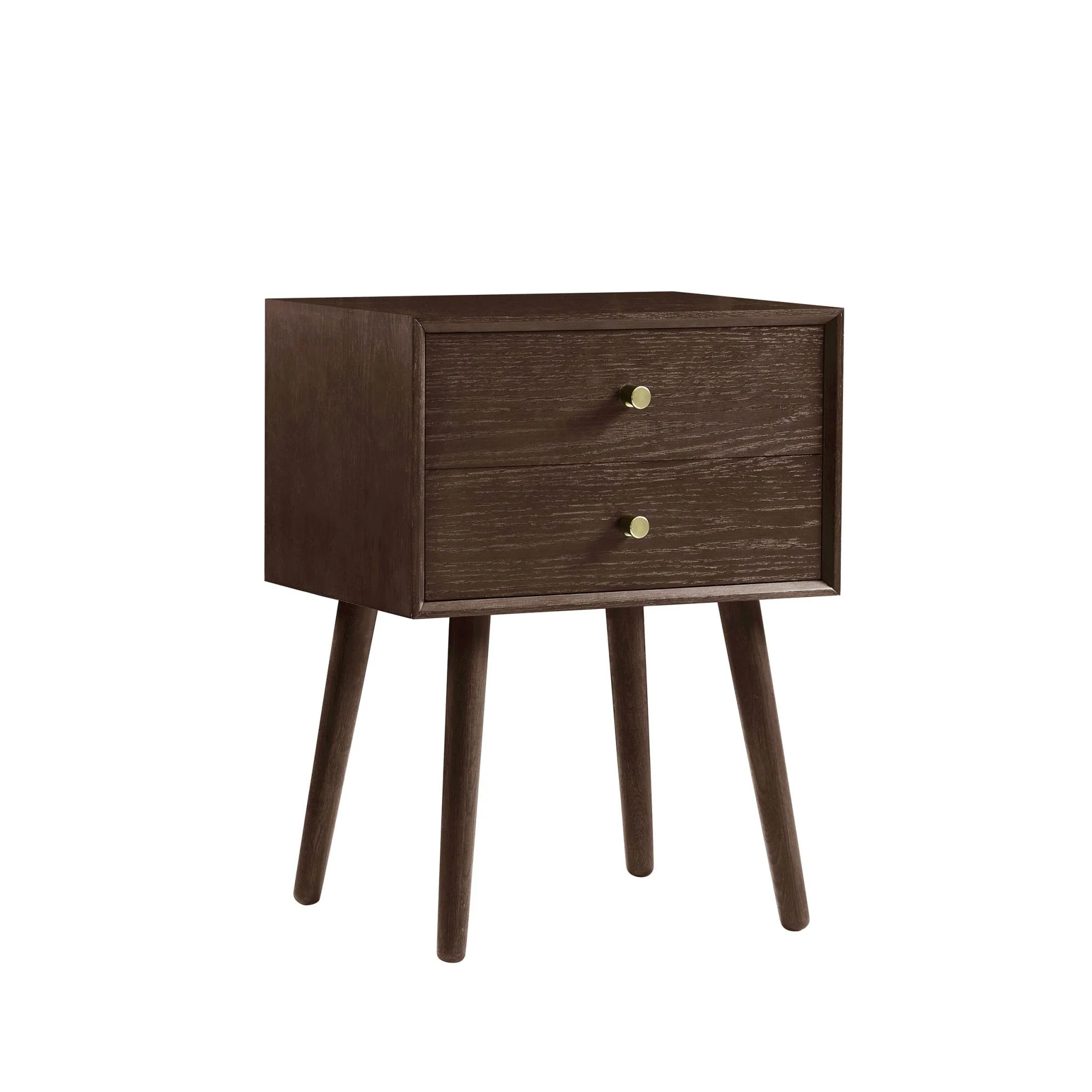 Oak 2 Drawer Bedside Table - Walnut
