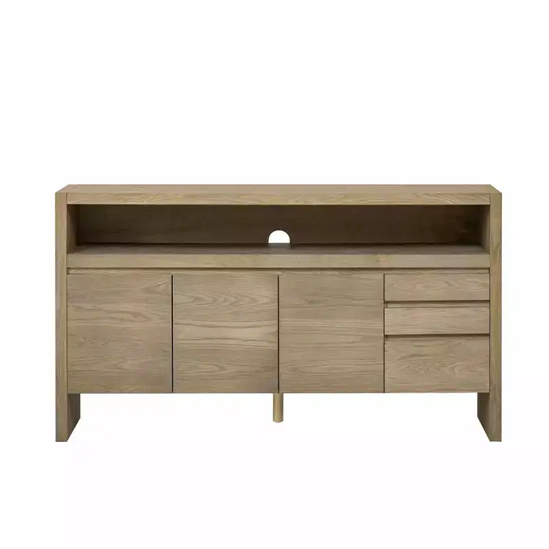 Luxystar Modern 60 Sideboard Buffet Cabinet with Storage Open Shelf and Drawers, Natural