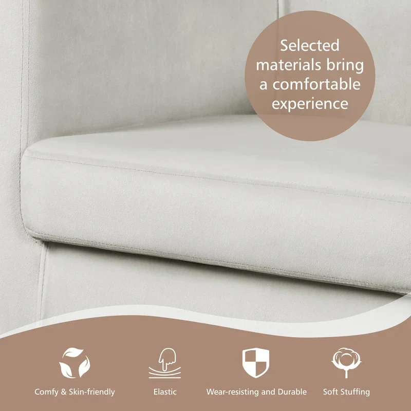 Yaheetech Modern Barrel-shaped Chair Upholstered Velvet Club Chair
