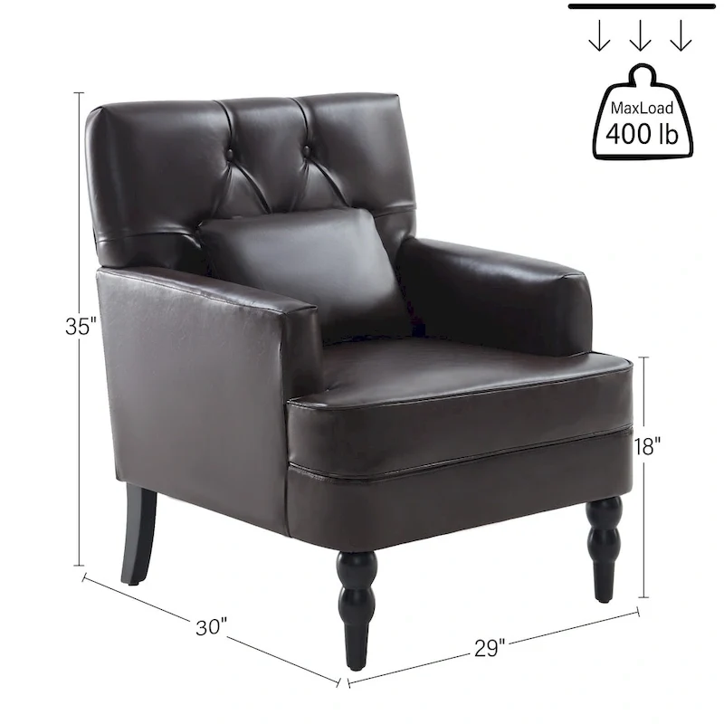 HUIMO Arm Chair Upholstered Button Tufted Accent Chair with Lumbar Pillow Beige/ Grey/ Light Blue/Brown