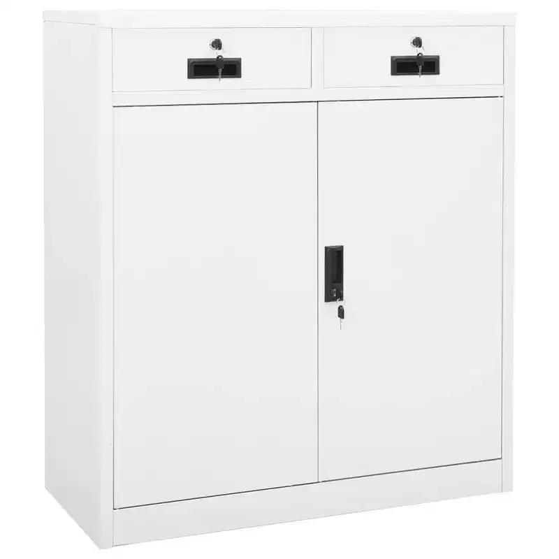 vidaXL Filing Cabinet Storage Metal Cabinet with Shelves for Home Office Steel - White Without Planter Box