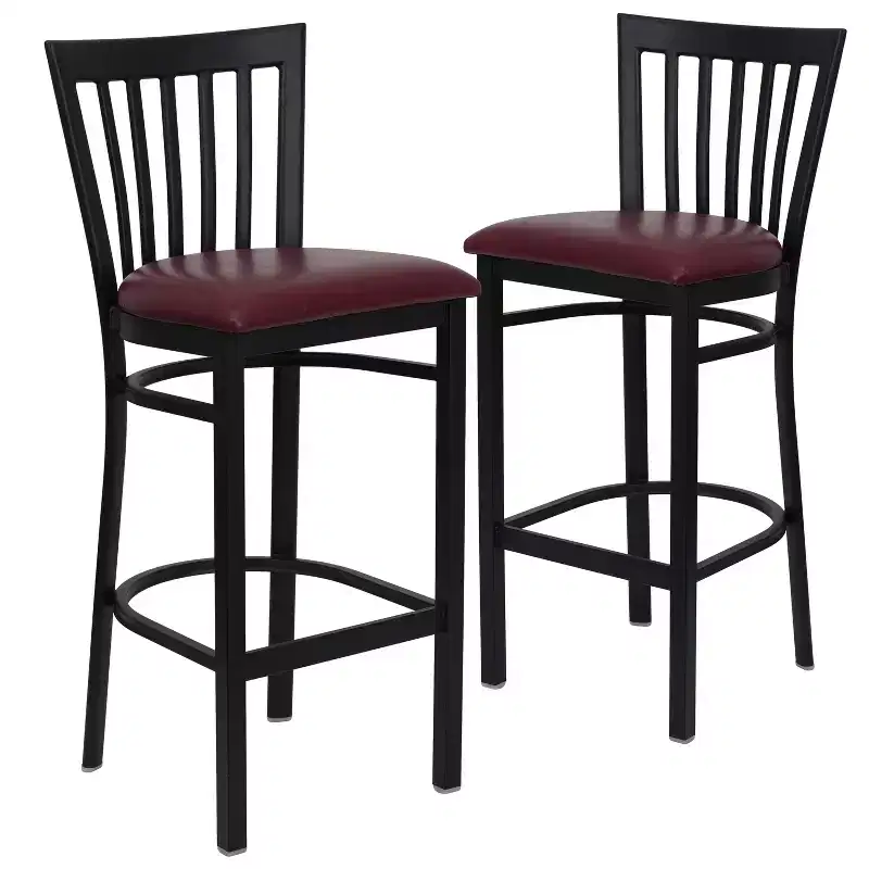 School House Back Metal Restaurant Barstool, Set of 2