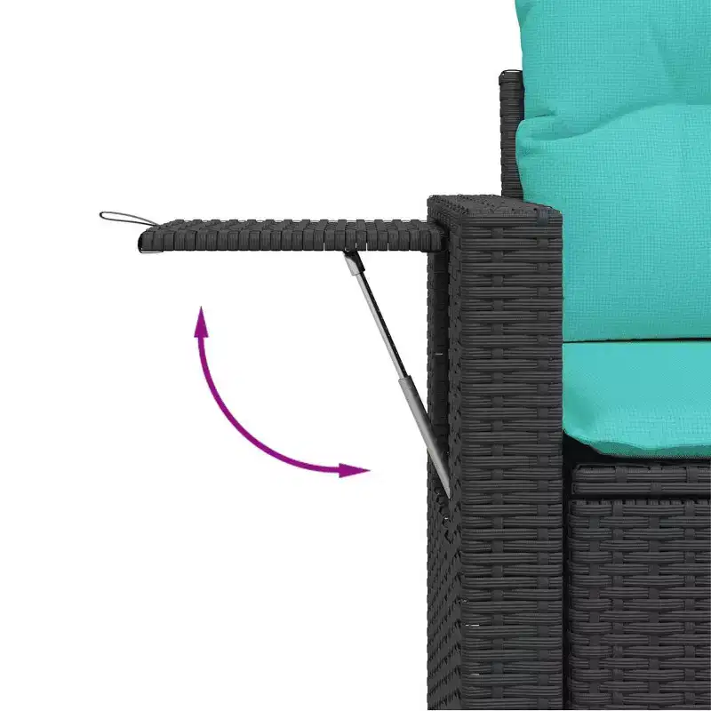 vidaXL 7 Piece Patio Sofa Set with Cushions Black Poly Rattan