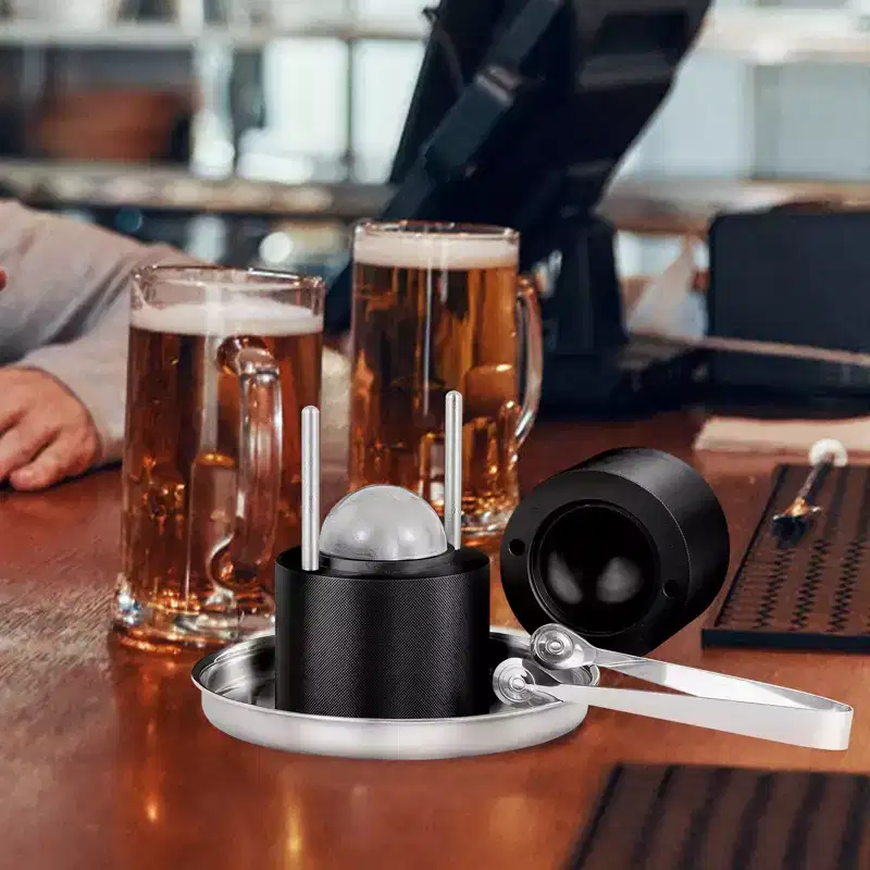 VEVOR Ice Ball Press, 2.4 Ice Ball Maker, Aircraft Al Alloy Ice Ball Press Kit for 60mm Ice Sphere, Ice Press with Tong and Drip Tray, for Whiskey