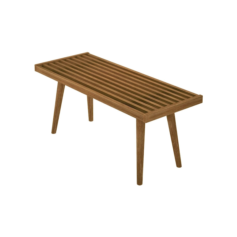 Plank and Beam Mid Century Single Wood Entryway Bench - 41.3 L x 16.5 W x 17.5 H