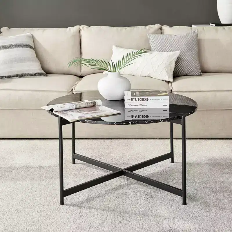 35 Round Marble Finish Coffee Table - Danya B.