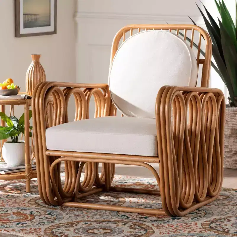 bali & pari Tiramisu Rattan Arm Chair Light Honey/White