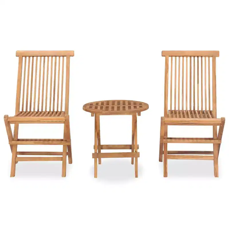 vidaXL Outdoor Dining Set Natural teak Smooth sanded teak hardwood Compact
