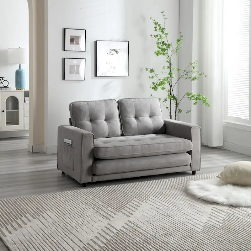 3 Fold Velvet Sofa,Convertible Sleeper Sofabed with Pull Out Couch Bed