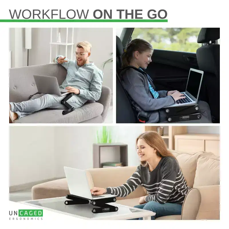Adjustable Aluminum Laptop Stand for Desk & Bed, Foldable Height & Tilt