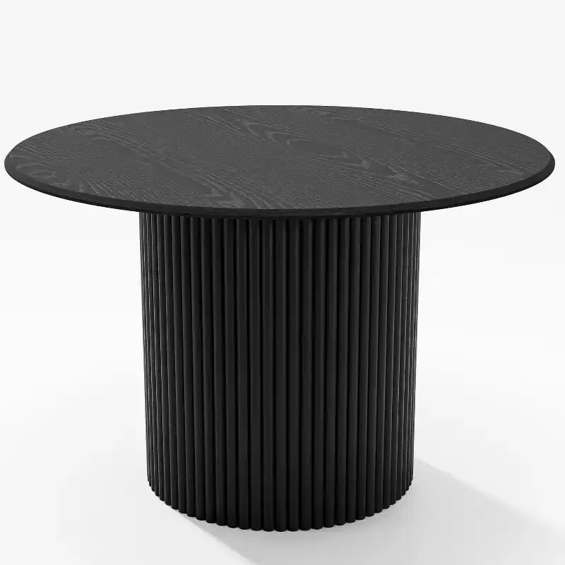 Dovelina 46 Black Round Dining Table Artificial Wood kitchen Table Designer Table Base Personalized Dining Table for 4 People