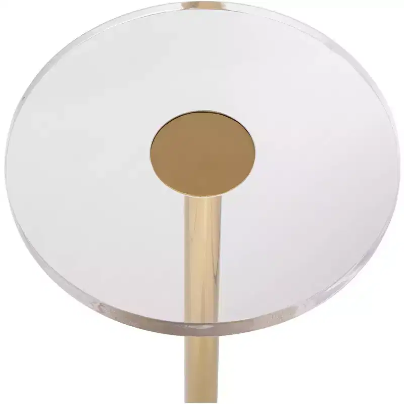 55 Downing Street Hanna 24 3/4 Luxe Gold Side Table with Acrylic Top and Glass Base