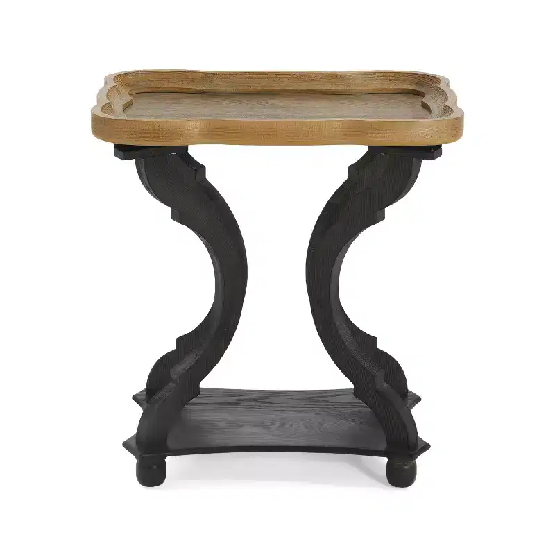Vintage Hourglass Shape Wood Side Table
