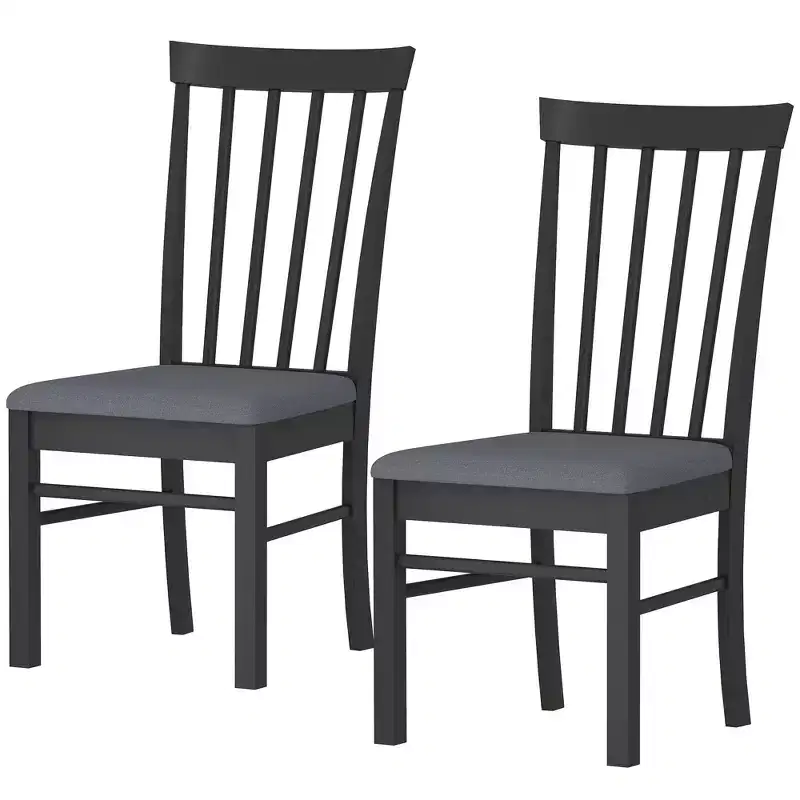 Wooden Dining Chairs Set of 2, Farmhouse Upholstered Kitchen Chairs with Rubber Wood Frame