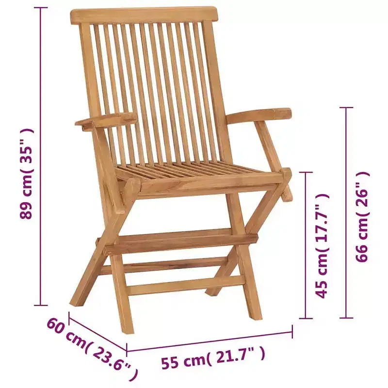 vidaXL Garden Chair Set of 6 Teak Solid teak wood Standard Foldable