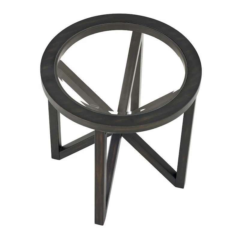 Sleek Glass Coffee Table with Solid Wood Base