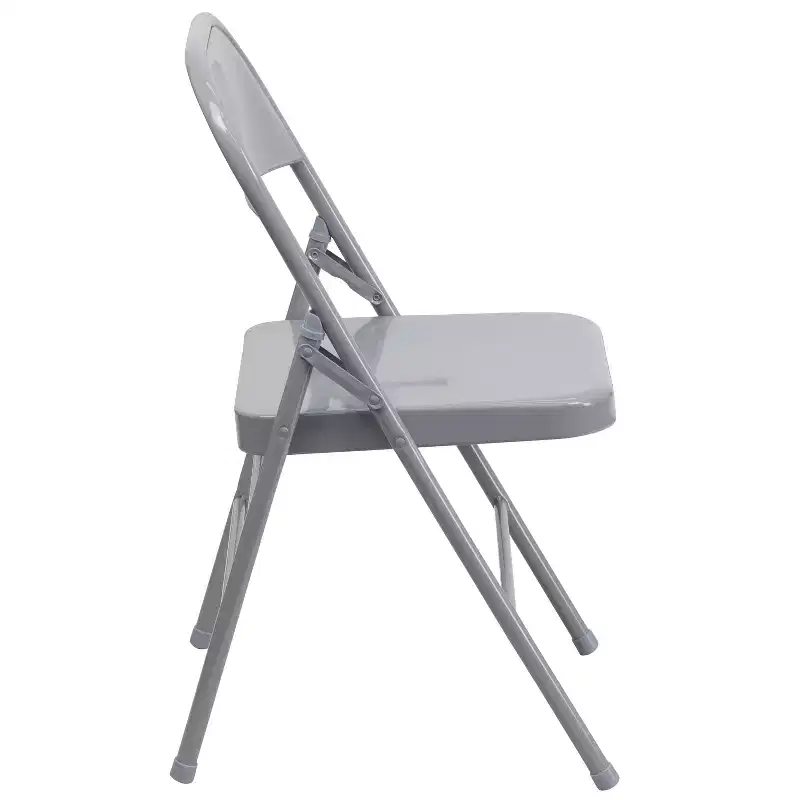 Emma and Oliver 4 Pack Triple Braced & Double Hinged Metal Folding Chair