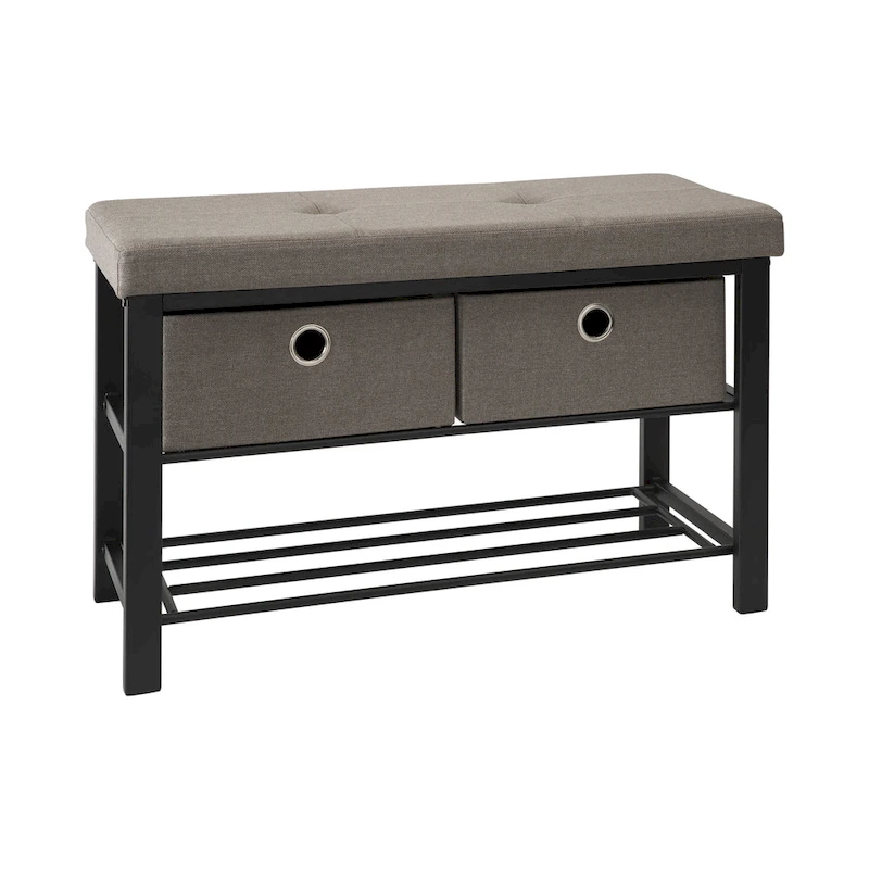 Simplify Entryway Double Bench with Shoe Storage in Taupe - 31.9x 12.6x 19.5