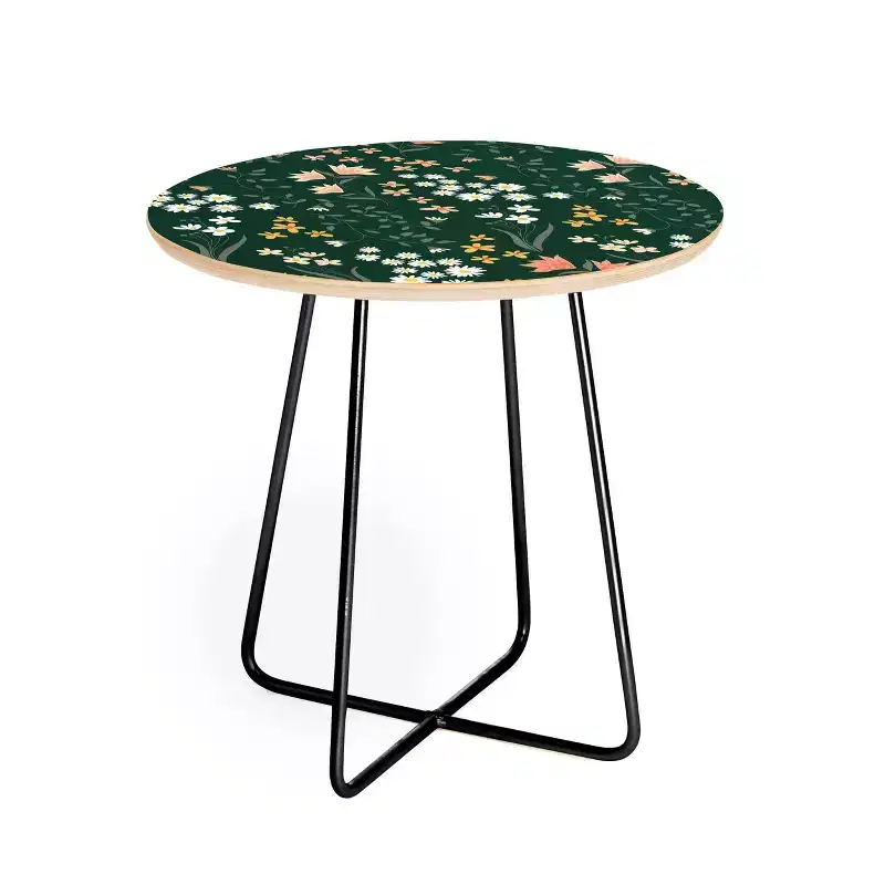 Round Meadow Flowers Theme Side Table