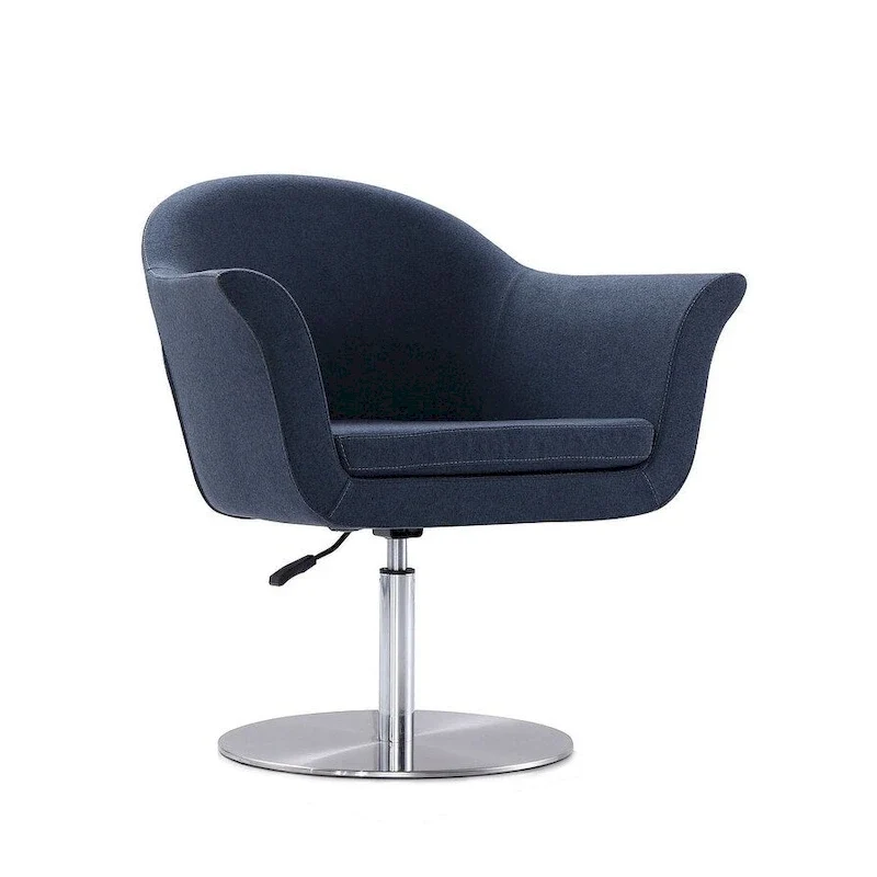 Woven Swivel Accent Chair with Adjustable Height and Brushed Metal Base, Modern Living Room Chair