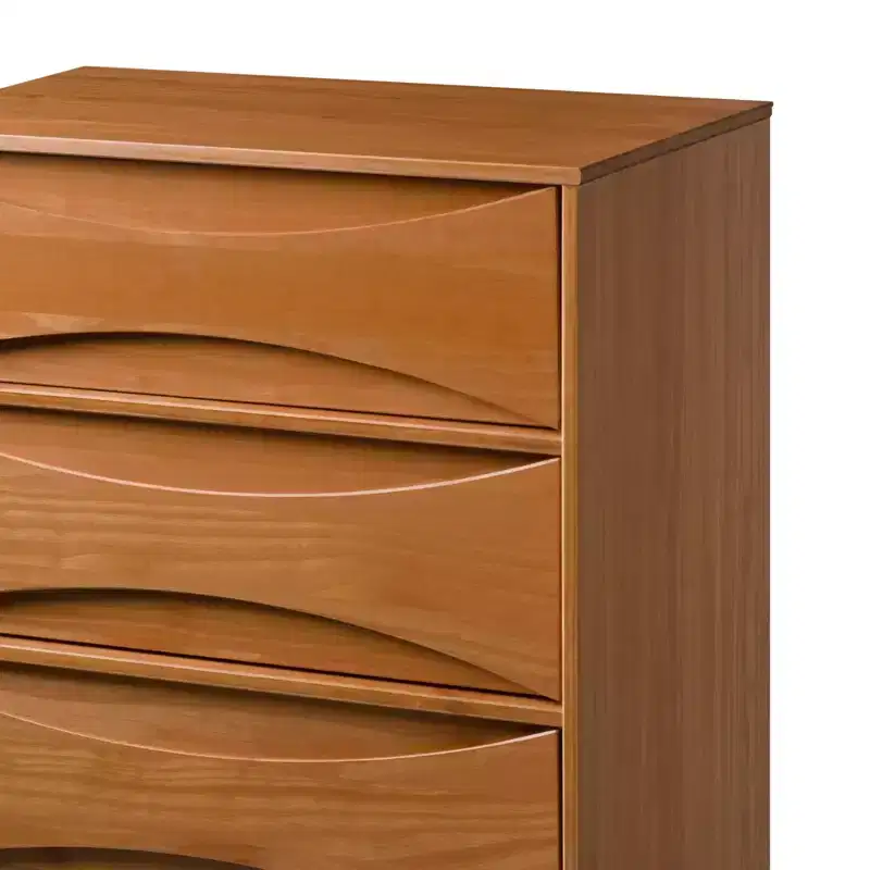 Walker Edison Mid Century Modern Contoured 5 Drawer Chest of Drawers