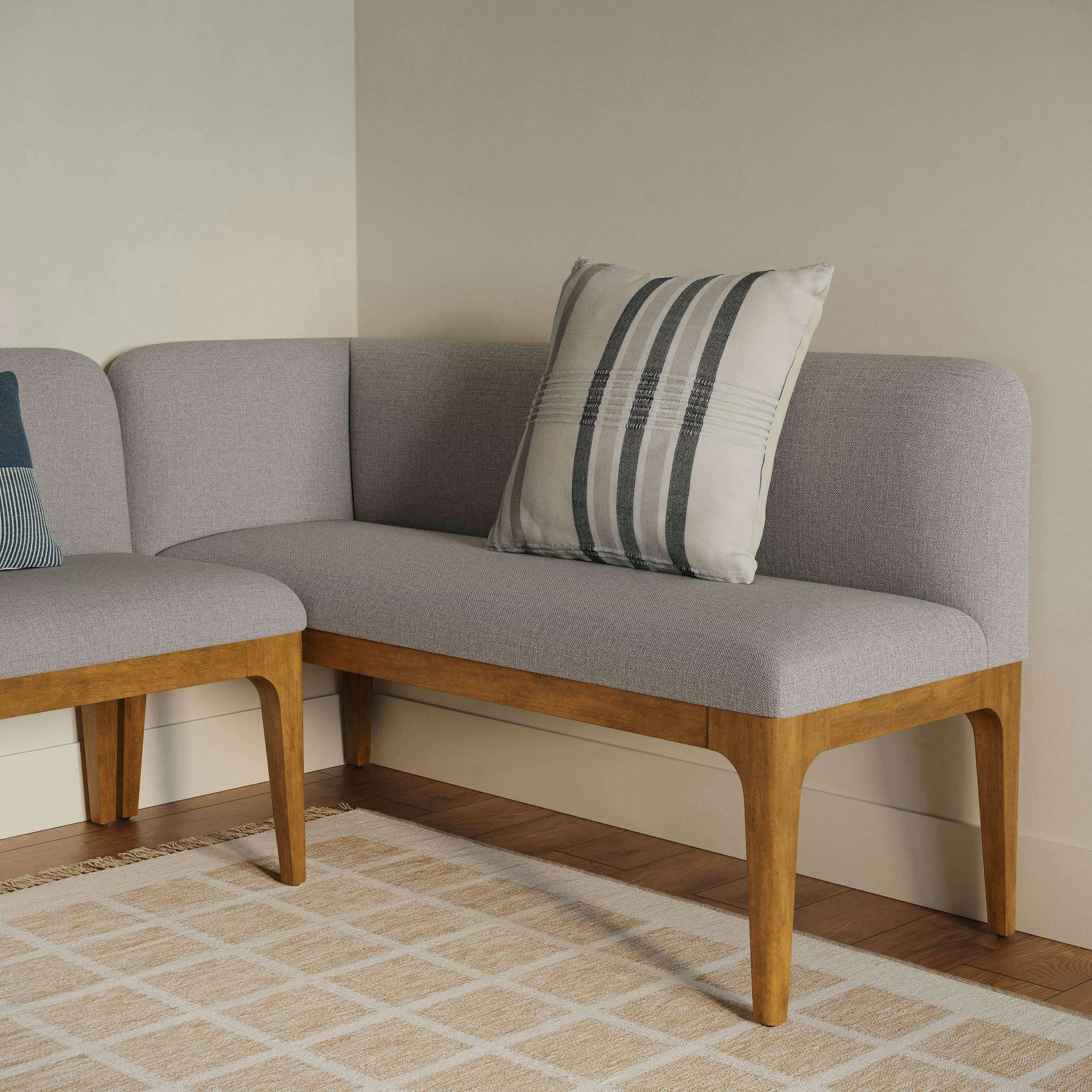 Gray Solid Wood Corner Banquette for Dining Room