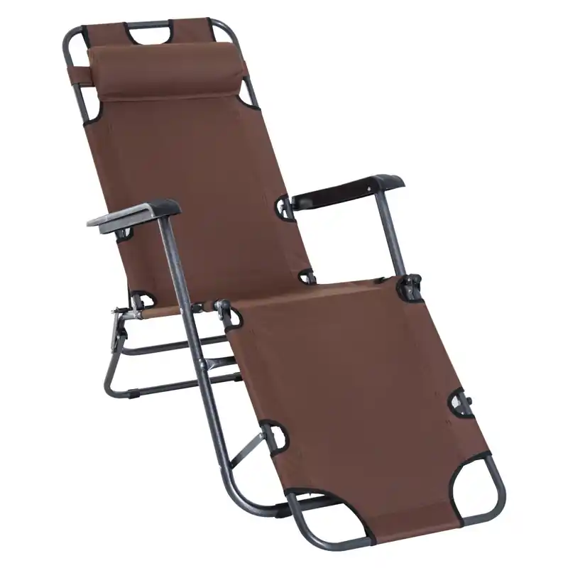 Outdoor Lounge Chair 2-level Zero Gravity Recliner W/pillow