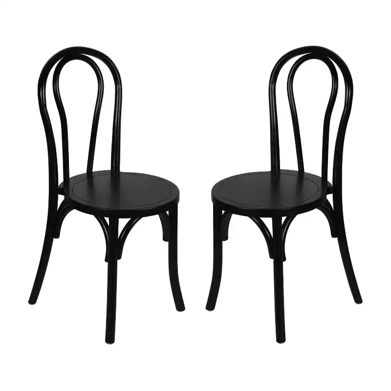 Emma and Oliver Set of 2 Solid Wood Thonet Style Stack Dining Chairs