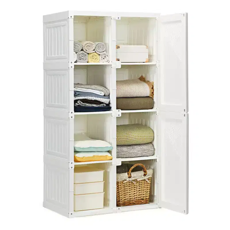 Costway Portable Closet Clothes Foldable Armoire Wardrobe Closet w/ 8 Cubby Storage