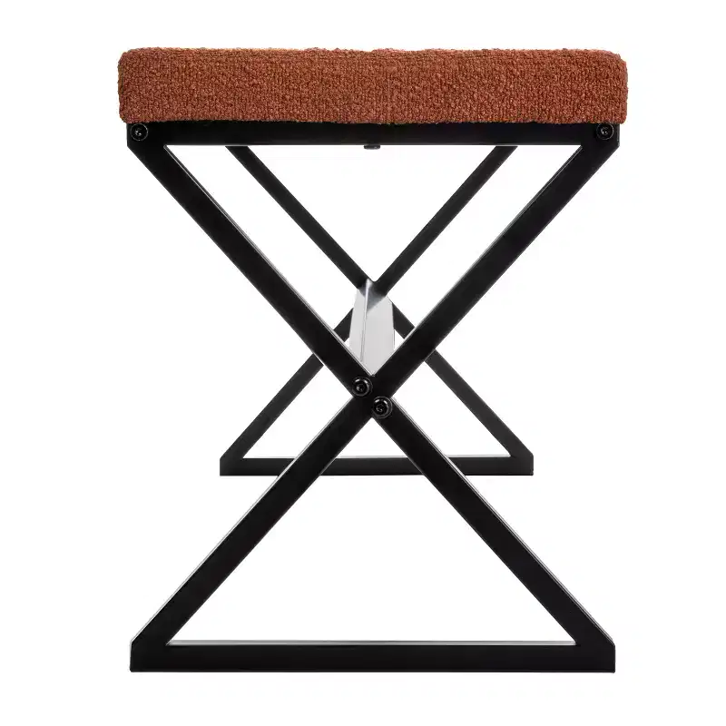 Harper Metal Bench with Boucle Upholstered Cushion