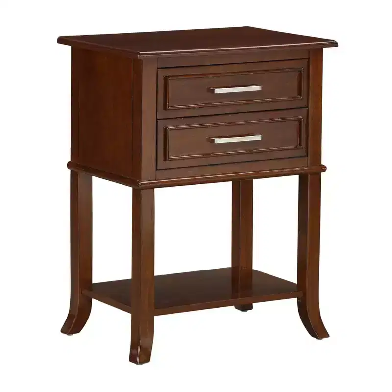 Sydney 2 Drawer End Table with Shelf in Espresso