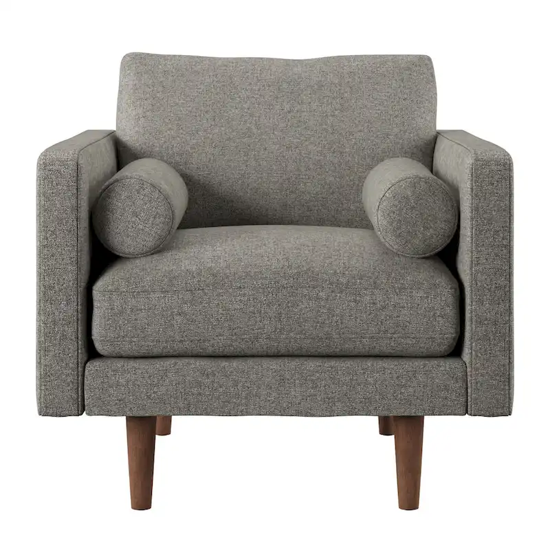 Mid-Century Tapered Leg Armchair with Roll Pillows