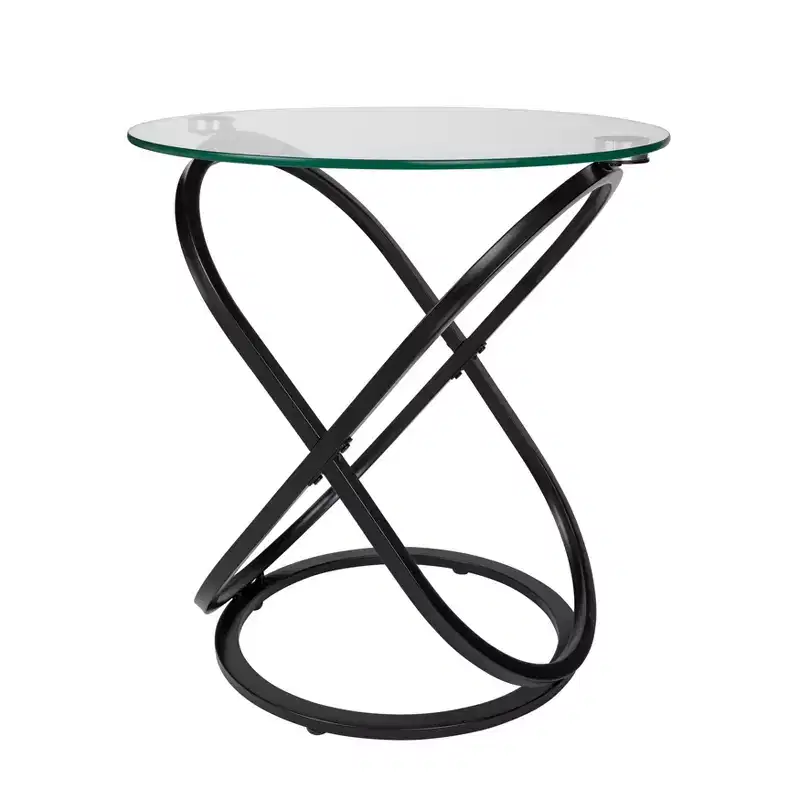 20.5 Round Galaxy Clear Tempered Glass End Table - Danya B.