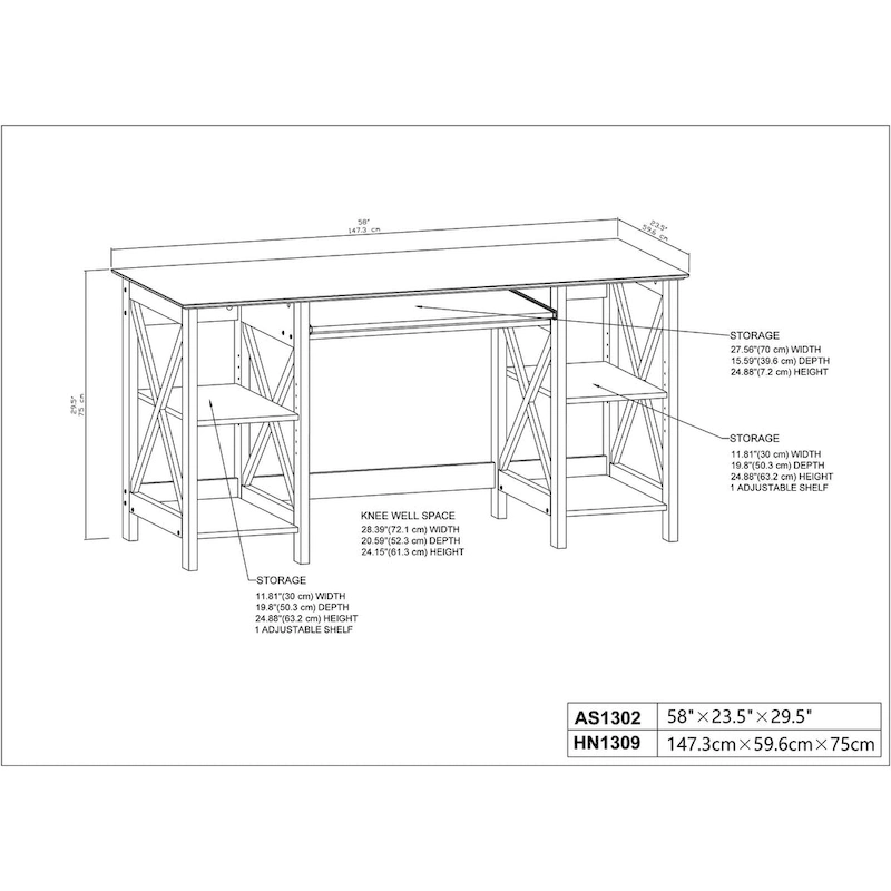 Saint Birch Honduras 58 Transitional Open Shelves Writing Desk